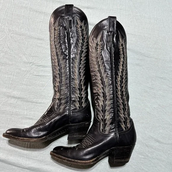 Vintage Larry Mahan Women's Boots Size 5.5B 1981 Embroidered Western Cowgirl